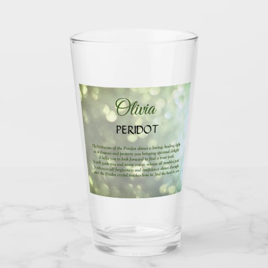 August Birthstone Peridot-ontwerp Glas (Voorkant)