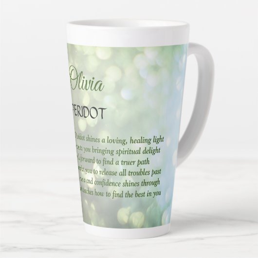 August Birthstone Peridot-ontwerp Latte Mok (Rechterhoek)