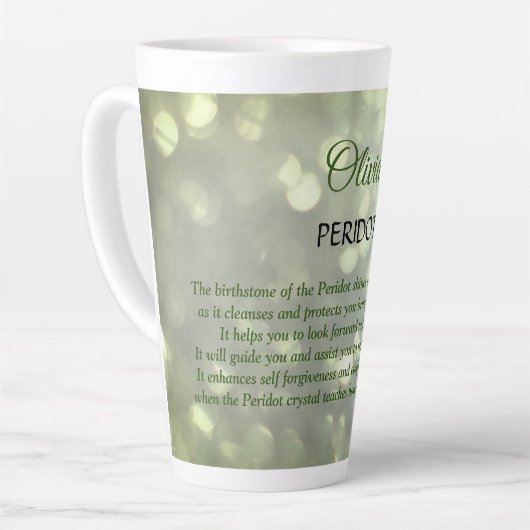 August Birthstone Peridot-ontwerp Latte Mok (Linkerhoek)