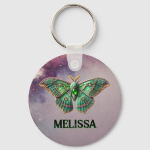 August Birthstone Sleutelhanger - Peridot Moth Des