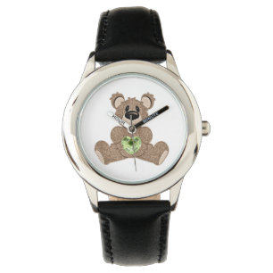 August Birthstone Teddy Bear Horloge