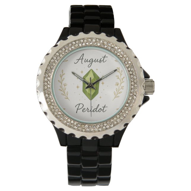 August Birthstone Watch – Radiant Peridot Energy D Horloge (Voorkant)