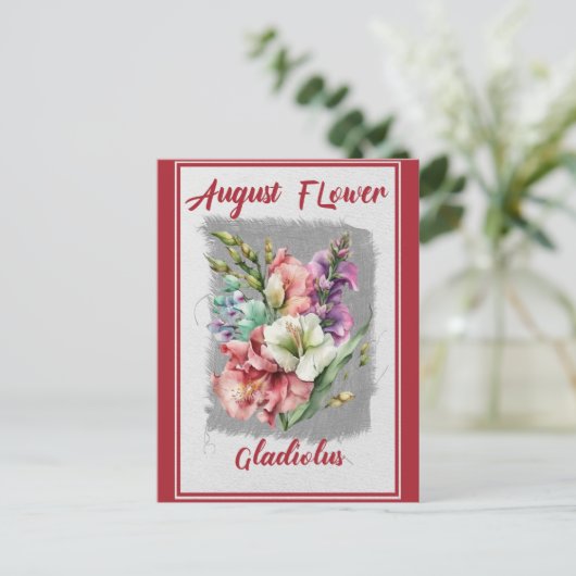 August Bloem Gladiolus Bloemen Briefkaart (Staand voorkant)