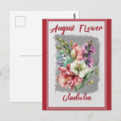 August Bloem Gladiolus Bloemen Briefkaart (Voorkant / Achterkant)