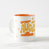 August Bloemtypografie Tweekleurige Koffiemok (Voorkant links)