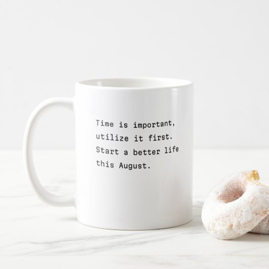 August Coffee mok Typografie Poetic of Time Imp. (Met donut)