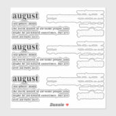 August Definitie Verjaardag Sticker (Vel)
