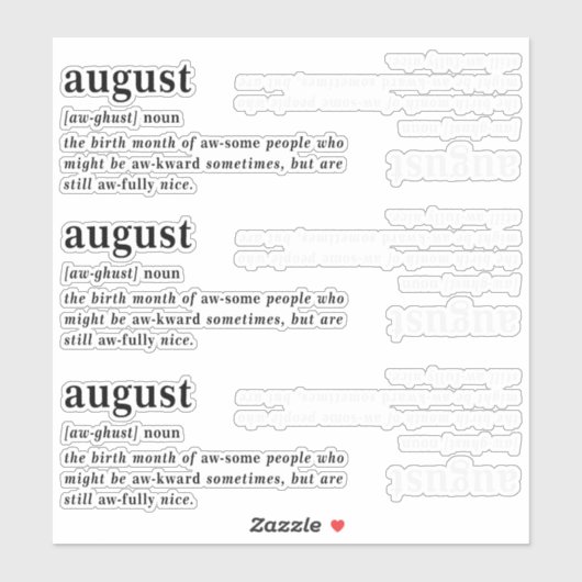 August Definitie Verjaardag Sticker (Vel)