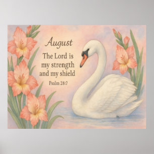 August Flamingo Bijbelvers Christelijke Verjaardag Poster