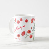 August Geboortebloem Aangepaste Naam Papaver Koffiemok (Voorkant links)