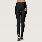 August Geboortebloem, Paarse Gladiolus op Zwart Leggings (Achterkant)