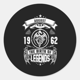 August Gift 1962 De geboorte van de legendes Ronde Sticker