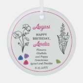 August Gladiola en Poppy Verjaardag Keepsake Glas Ornament (Voorkant)