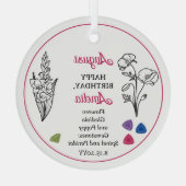 August Gladiola en Poppy Verjaardag Keepsake Glas Ornament (Achterkant)