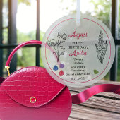 August Gladiola en Poppy Verjaardag Keepsake Glas Ornament