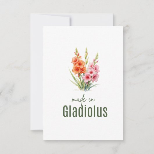 August Gladiolus Birth Flower Flat Thank You Card Bedankkaart (Voorkant)