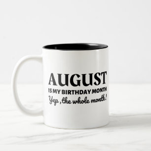 August is mijn verjaardag tweekleurige koffiemok