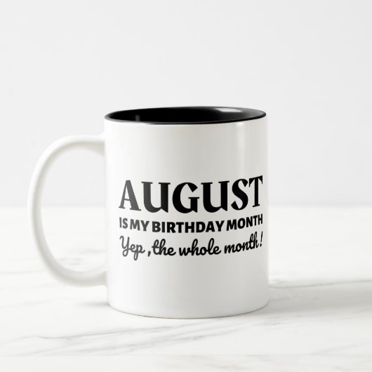 August is mijn verjaardag tweekleurige koffiemok (Links)