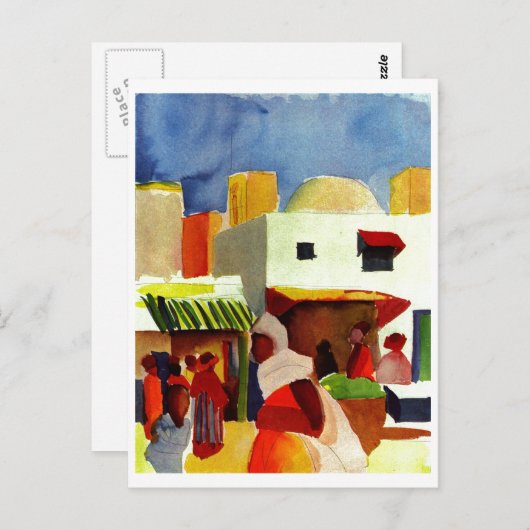 August_Macke - Algier Market 1914 Canvas Briefkaart (Voorkant / Achterkant)