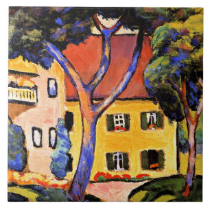 August Macke art, Huis in een landschap Tegeltje