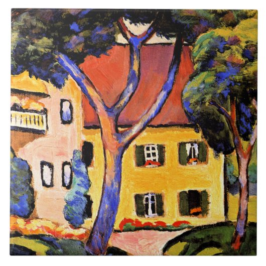August Macke art, Huis in een landschap Tegeltje (Voorkant)