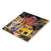 August Macke art, Huis in een landschap Tegeltje (Zijkant)