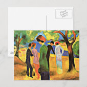 August Macke art: Vrouw in een groene jas Briefkaart (Voorkant / Achterkant)