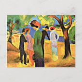 August Macke art: Vrouw in een groene jas Briefkaart (Voorkant)