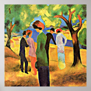 August Macke art: Vrouw in een groene jas, Poster