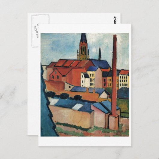 August Macke - Bonn Houses and Chimney 1911 Oil Briefkaart (Voorkant / Achterkant)