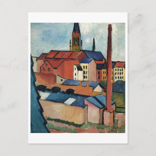 August Macke - Bonn Houses and Chimney 1911 Oil Briefkaart (Voorkant)