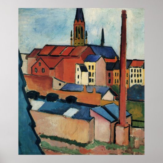 August Macke - Bonn Houses and Chimney 1911 Oil Poster (Voorkant)
