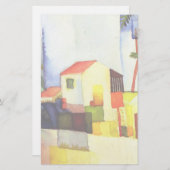 August Macke Bright House Waterverf Painting Briefpapier (Voorkant / Achterkant)