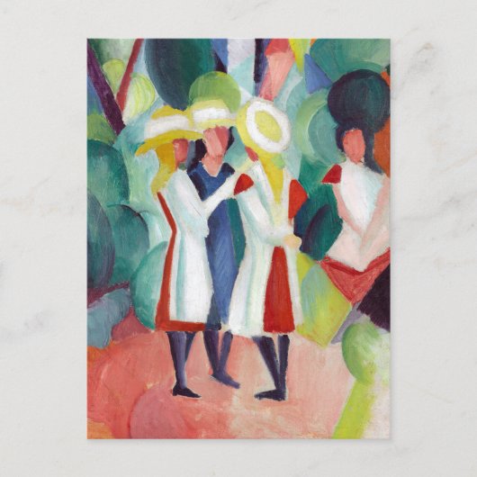August Macke Drie meisjes in gele petten I Briefkaart (Voorkant)