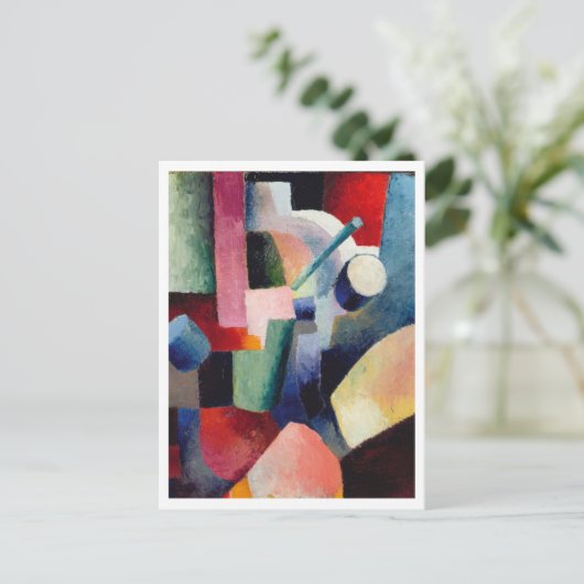 August Macke, gekleurde samenstelling van formulie Briefkaart (Staand voorkant)