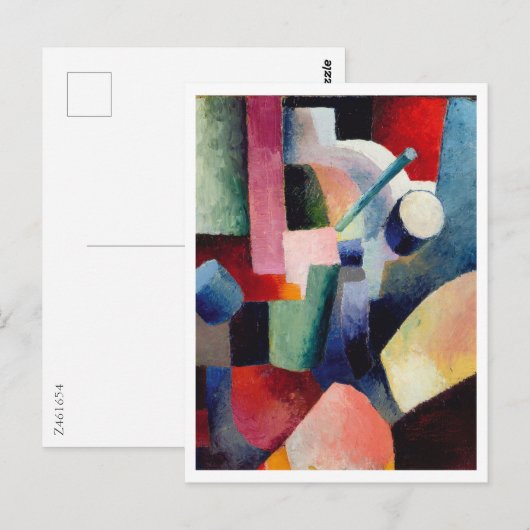 August Macke, gekleurde samenstelling van formulie Briefkaart (Voorkant / Achterkant)