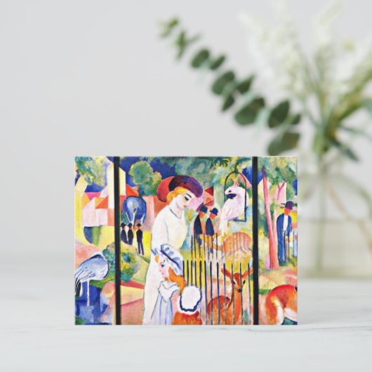 August Macke - Grote dierentuin, schilderij van Au Briefkaart (Staand voorkant)