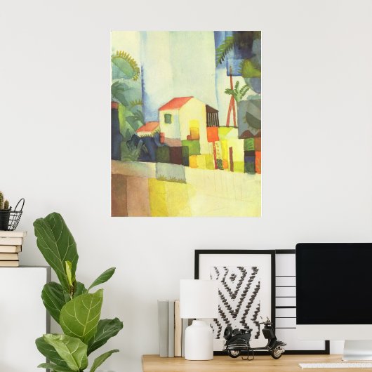 August Macke - Helles Haus 1914 Bright House Poster (Thuiskantoor)