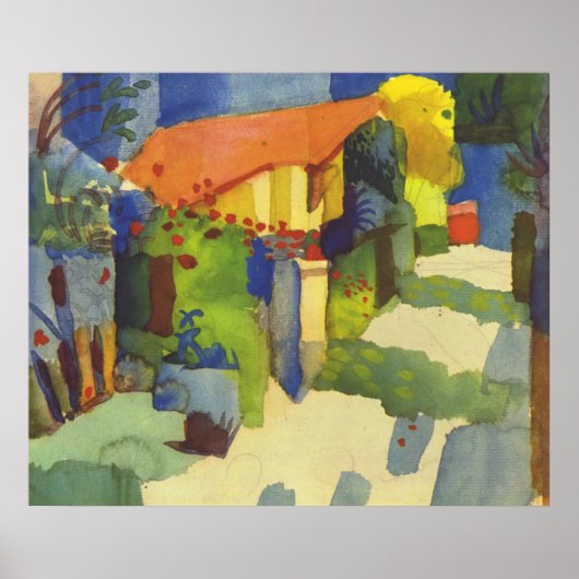 August Macke - House in Garden 1914 Waterolor Poster (Voorkant)