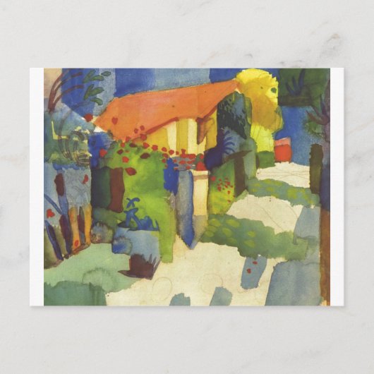 August Macke - Huis in Tuin 1914 Waterolor Briefkaart (Voorkant)