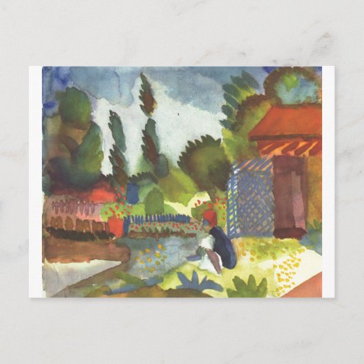 August Macke - IJsland Shank w/ zittend Arabisch 1 Briefkaart (Voorkant)