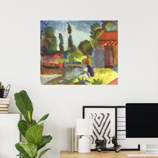 August Macke - IJsland Shank w/ zittend Arabisch 1 Poster (Thuiskantoor)