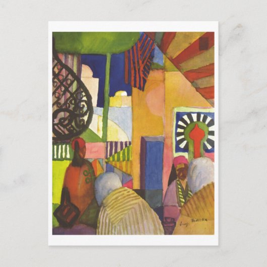 August Macke - il Basar - 1914 in de Bazaar Briefkaart (Voorkant)