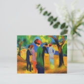 August Macke - Lady in een groene jas Briefkaart (Staand voorkant)