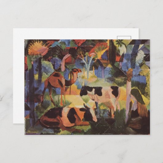 August Macke Landscape met Koeien en Camel Briefkaart (Voorkant / Achterkant)