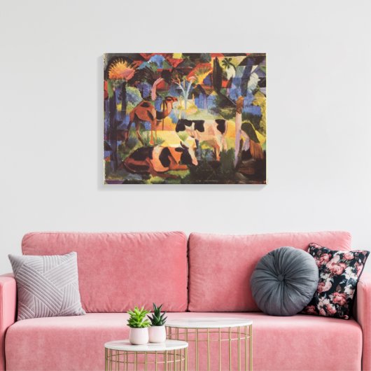 August Macke Landscape met Koeien en Camel Canvas Afdruk (Insitu (Woonkamer))