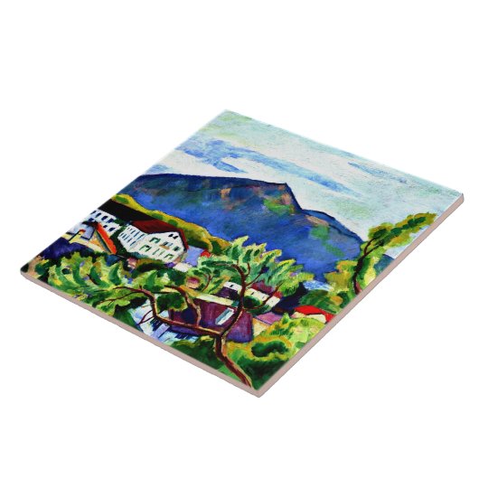 August Macke - Lente Landschap in Tegernsee Tegeltje (Zijkant)