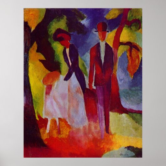 August Macke - Leute am blauen Zie 1913 @ Blue Zee Poster (Voorkant)