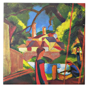 August Macke-schilderij, Kinderen bij de fontein Tegeltje
