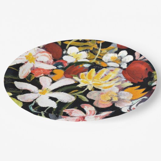 August Macke schilderij, tapijt van bloemen Papieren Bordje (Gekanteld)